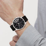 Buy Shop Tommy Hilfiger Parker Chronograph Quartz Grey Dial Black Leather Strap Watch For Men - 1791838 USA Online