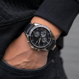 Buy Shop Tommy Hilfiger Parker Chronograph Quartz Grey Dial Black Leather Strap Watch For Men - 1791838 USA Online
