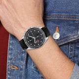 Buy Shop Tommy Hilfiger Parker Chronograph Quartz Grey Dial Black Leather Strap Watch For Men - 1791838 USA Online