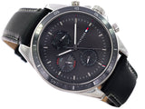 Buy Shop Tommy Hilfiger Parker Chronograph Quartz Grey Dial Black Leather Strap Watch For Men - 1791838 USA Online