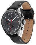 Buy Shop Tommy Hilfiger Parker Chronograph Quartz Grey Dial Black Leather Strap Watch For Men - 1791838 USA Online