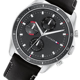Buy Shop Tommy Hilfiger Parker Chronograph Quartz Grey Dial Black Leather Strap Watch For Men - 1791838 USA Online