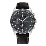Buy Shop Tommy Hilfiger Parker Chronograph Quartz Grey Dial Black Leather Strap Watch For Men - 1791838 USA Online