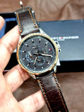 Buy Shop Tommy Hilfiger Shawn Multifunction Grey Dial Brown Leather Strap Watch for Men - 1791615 USA Online