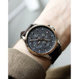 Buy Shop Tommy Hilfiger Shawn Multifunction Grey Dial Brown Leather Strap Watch for Men - 1791615 USA Online