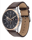 Buy Shop Tommy Hilfiger Shawn Multifunction Grey Dial Brown Leather Strap Watch for Men - 1791615 USA Online