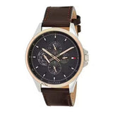 Buy Shop Tommy Hilfiger Shawn Multifunction Grey Dial Brown Leather Strap Watch for Men - 1791615 USA Online