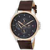 Buy Shop Tommy Hilfiger Shawn Multifunction Grey Dial Brown Leather Strap Watch for Men - 1791615 USA Online