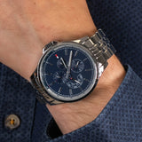 Buy Shop Tommy Hilfiger Shawn Multifunction Quartz Blue Dial Silver Steel Strap Watch for Men - 1791612 USA Online