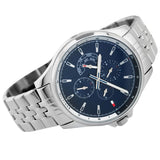 Buy Shop Tommy Hilfiger Shawn Multifunction Quartz Blue Dial Silver Steel Strap Watch for Men - 1791612 USA Online