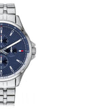 Buy Shop Tommy Hilfiger Shawn Multifunction Quartz Blue Dial Silver Steel Strap Watch for Men - 1791612 USA Online