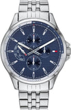 Buy Shop Tommy Hilfiger Shawn Multifunction Quartz Blue Dial Silver Steel Strap Watch for Men - 1791612 USA Online