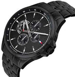 Buy Shop Tommy Hilfiger Shawn Quartz Black Dial Black Steel Strap Watch for Men - 1791611 USA Online