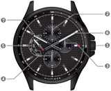 Buy Shop Tommy Hilfiger Shawn Quartz Black Dial Black Steel Strap Watch for Men - 1791611 USA Online