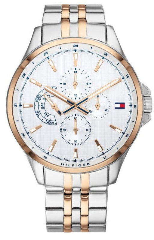 Buy Shop Tommy Hilfiger Shawn Quartz White Dial Two Tone Steel Strap Watch for Men - 1791617 USA Online