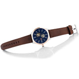 Buy Shop Tommy Hilfiger Spencer Blue Dial Brown Leather Strap Watch for Men - 1791642 USA Online