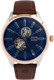 Buy Shop Tommy Hilfiger Spencer Blue Dial Brown Leather Strap Watch for Men - 1791642 USA Online
