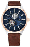 Buy Shop Tommy Hilfiger Spencer Blue Dial Brown Leather Strap Watch for Men - 1791642 USA Online