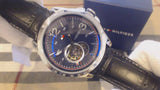 Buy Shop Tommy Hilfiger Spencer Skeleton Black Dial Black Leather Strap Watch for Men - 1791641 USA Online