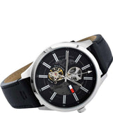 Buy Shop Tommy Hilfiger Spencer Skeleton Black Dial Black Leather Strap Watch for Men - 1791641 USA Online