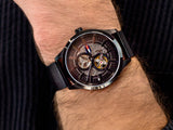 Buy Shop Tommy Hilfiger Spencer Skeleton Black Dial Black Mesh Bracelet Watch for Men - 1791644 USA Online