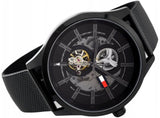 Buy Shop Tommy Hilfiger Spencer Skeleton Black Dial Black Mesh Bracelet Watch for Men - 1791644 USA Online