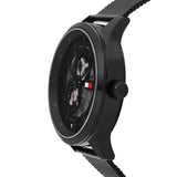 Buy Shop Tommy Hilfiger Spencer Skeleton Black Dial Black Mesh Bracelet Watch for Men - 1791644 USA Online