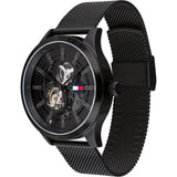 Buy Shop Tommy Hilfiger Spencer Skeleton Black Dial Black Mesh Bracelet Watch for Men - 1791644 USA Online