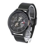 Buy Shop Tommy Hilfiger Spencer Skeleton Black Dial Black Mesh Bracelet Watch for Men - 1791644 USA Online