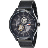Buy Shop Tommy Hilfiger Spencer Skeleton Black Dial Black Mesh Bracelet Watch for Men - 1791644 USA Online