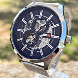 Buy Shop Tommy Hilfiger Spencer Skeleton Black Dial Silver Mesh Bracelet Watch for Men - 1791643 USA Online
