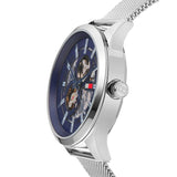 Buy Shop Tommy Hilfiger Spencer Skeleton Black Dial Silver Mesh Bracelet Watch for Men - 1791643 USA Online