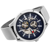 Buy Shop Tommy Hilfiger Spencer Skeleton Black Dial Silver Mesh Bracelet Watch for Men - 1791643 USA Online