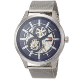 Buy Shop Tommy Hilfiger Spencer Skeleton Black Dial Silver Mesh Bracelet Watch for Men - 1791643 USA Online