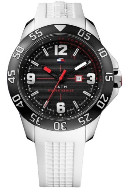 Buy Shop Tommy Hilfiger Sport Black Dial White Rubber Strap Watch for Men - 1790986 USA Online