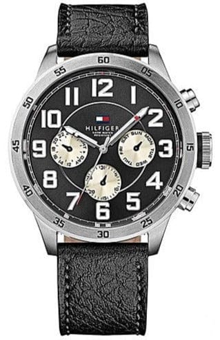 Buy Shop Tommy Hilfiger Sport Chronograph Black Dial Black Leather Strap Watch for Men - 1791050 USA Online