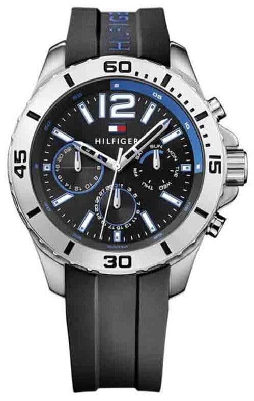 Buy Shop Tommy Hilfiger Sport Multifunction Black Dial Black Rubber Strap Watch for Men - 1791143 USA Online