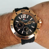 Buy Shop Tommy Hilfiger Sport Multifunction Black Dial Black Rubber Strap Watch for Men - 1791145 USA Online