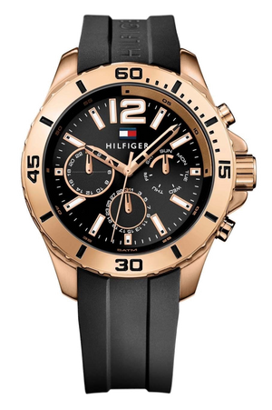 Buy Shop Tommy Hilfiger Sport Multifunction Black Dial Black Rubber Strap Watch for Men - 1791145 USA Online
