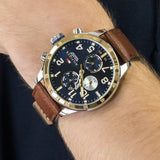 Buy Shop Tommy Hilfiger Sport Multifunction Blue Dial Brown Leather Strap Watch for Men - 1791137 USA Online