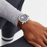 Buy Shop Tommy Hilfiger Sport Multifunction Blue Dial Brown Leather Strap Watch for Men - 1791137 USA Online