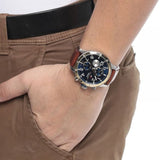 Buy Shop Tommy Hilfiger Sport Multifunction Blue Dial Brown Leather Strap Watch for Men - 1791137 USA Online