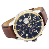 Buy Shop Tommy Hilfiger Sport Multifunction Blue Dial Brown Leather Strap Watch for Men - 1791137 USA Online