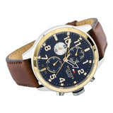 Buy Shop Tommy Hilfiger Sport Multifunction Blue Dial Brown Leather Strap Watch for Men - 1791137 USA Online