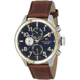 Buy Shop Tommy Hilfiger Sport Multifunction Blue Dial Brown Leather Strap Watch for Men - 1791137 USA Online