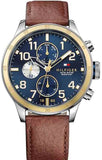 Buy Shop Tommy Hilfiger Sport Multifunction Blue Dial Brown Leather Strap Watch for Men - 1791137 USA Online