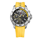 Buy Shop Tommy Hilfiger Sports Multifunction Black Dial Yellow Rubber Strap Watch for Men - 1791144 USA Online