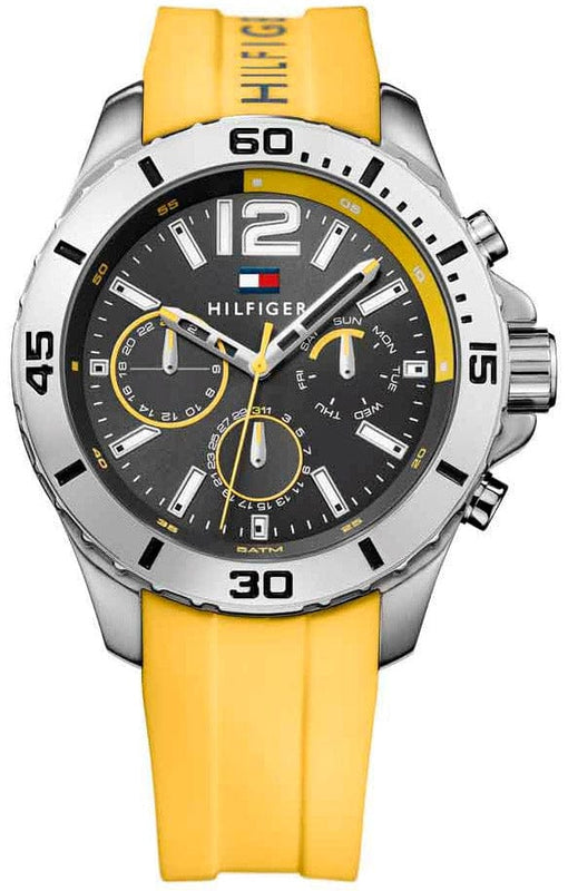 Buy Shop Tommy Hilfiger Sports Multifunction Black Dial Yellow Rubber Strap Watch for Men - 1791144 USA Online