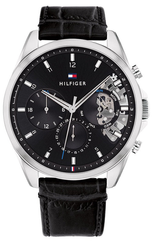 Buy Shop Tommy Hilfiger Baker Chronograph Black Dial Black Leather Strap Watch For Men - 1710449 USA Online