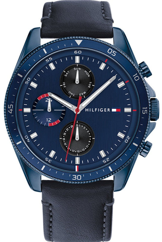 Buy Shop Tommy Hilfiger Parker Chronograph Quartz Blue Dial Blue Leather Strap Watch For Men - 1791839 USA Online